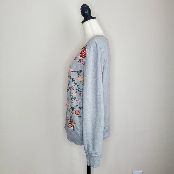 Anthropologie Gray Floral Sweatshirt Small - Picture 4 of 8
